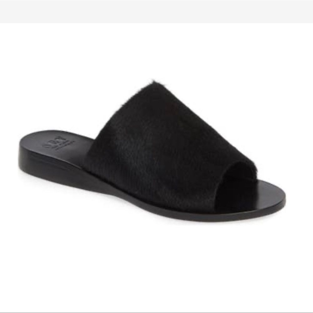SEY By Seychelles stanza genuine calf hair slides black 7.5